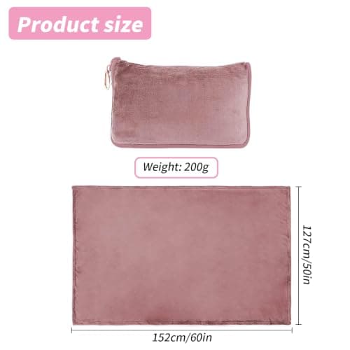 Travel Blanket and Pillow, Ultra Soft 2 in 1 Airplane Blanket with Compact Pillowcase, Luggage Strap, Lightweight Travel Essential, Ideal for Long Flights, Camping, Sunset (Light Pink) — view 2