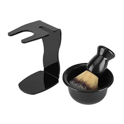 Fabater Professional Men Shaving Brush Stand Holder Bowl Set 3 PCS, Compact Shaving Kit with Nylon Brush, ABS Bowl & Acrylic Stand, Portable Travel Set for Home and Journey — view 4