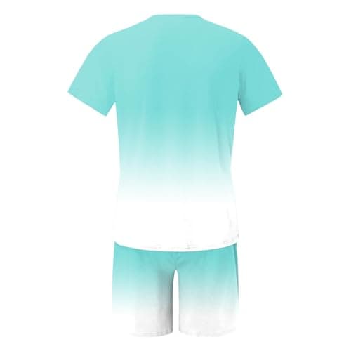 Male Print Erotic Print Two Piece Short Sleeve T-Shirt Shorts Set (Mint Green, L) — view 4