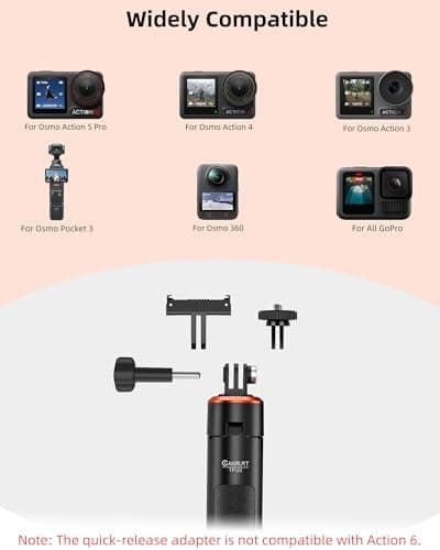 53" Osmo Action Selfie Stick Tripod Kit for DJI Action 5 Pro/4/3, All GoPro — view 4