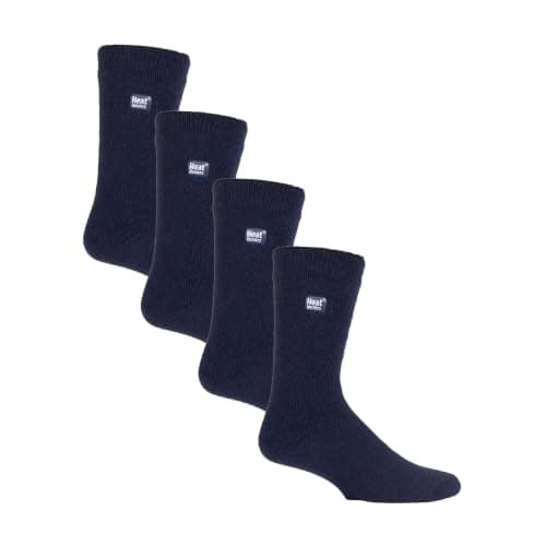 HEAT HOLDERS Ultra Lite - 4 Pair Multipack Mens Thermal Socks | Ultra Thin Warm Socks for Dress Socks in Winter (6-11, Navy)