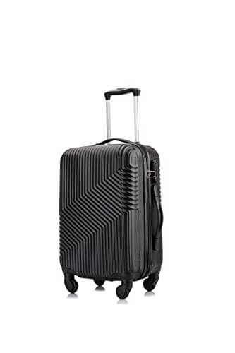 Flymax 55x35x20 4 Wheel Super Lightweight Cabin Luggage Suitcase Hand Carry on Flight Travel Bags On Board Fits Flybe Easyjet Ryanair Jet 2 BA Black