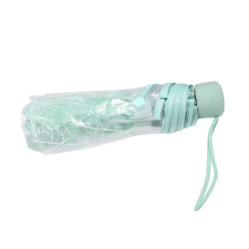 Tiiyee Clear Folding Umbrella, Cherry Blossom for Travel Rain (Green)