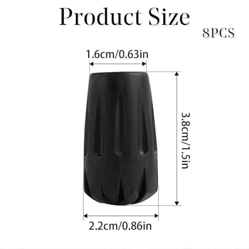 8PCS Nordic Walking Pole Rubber Tips - Replacement Grip Stoppers for Hiking & Trekking Poles, 11x32mm Durable Traction Pads for Asphalt, Gravel & Mountain Terrain — view 2