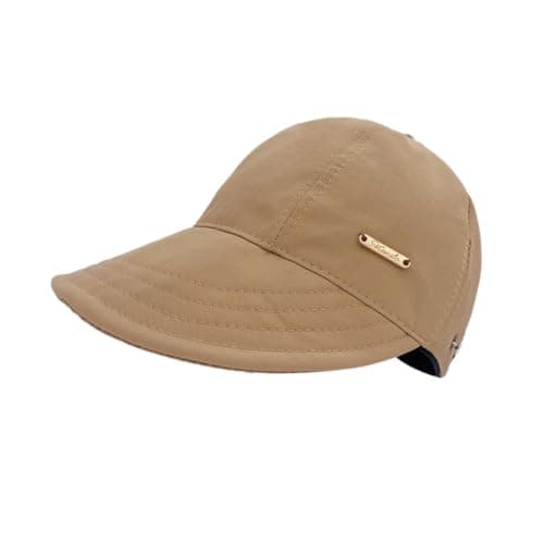 Trendy Wide Brim Sun Hat,UPF 50+ UV Protection Cap for Ponytails Khaki