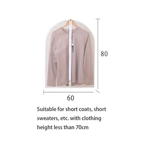 DDGAO Garment Covers Dustproof Clothes Covers Moth Proof Coat Bag with Zip PEVA Translucent Dress Cover Waterproof Anti-mite Breathable Suit Protector 5pcs (60x80cm) — view 2