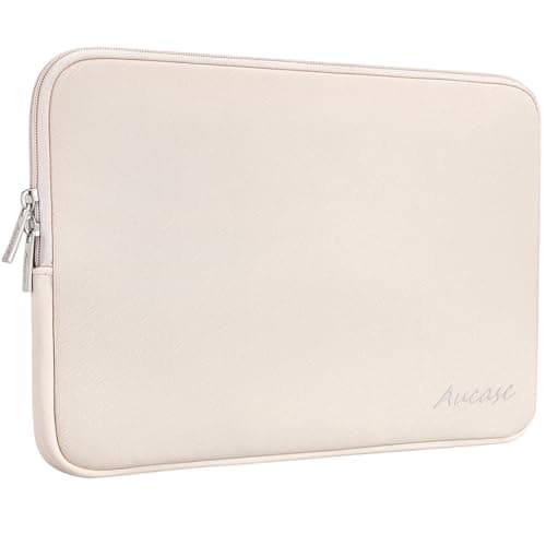 Aucase 13 13.3 14 inch Laptop Sleeve Leather Case, Water Resistant Puffy Protective Bag for Macbook Pro 14 Macbook Air 13 inch/HP/LENOVO/ACER/ASUS/DELL Chromebook Matebook 14