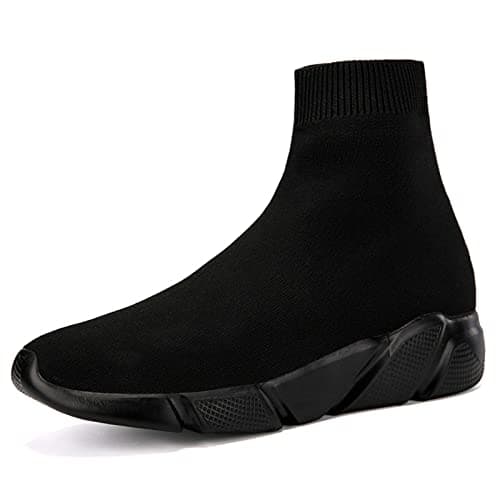 CERYTHRINA Athletic Walking Shoes Knit Weave Mesh Socks Running Shoes Lightweight Breathable Fashion Sneakers Road Fitness Train Dance Gym Casual Platform Loafers Black 43