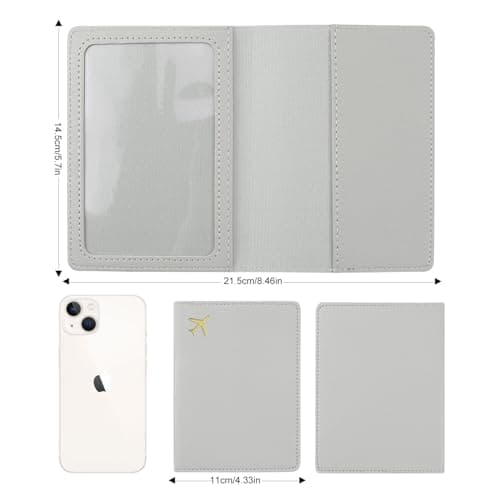 ILIYAH PU Leather Passport Holder Cover for Women Men Credit Cards Boarding Passes Travel Wallet Case(Grey) — view 3