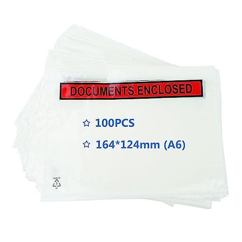 PACK4YA A6 Document Enclosed Wallets 164 x 124 mm Peel and Seal Envelopes for Invoices, Packing Lists or Notes, Self Seal Packaging Packing Shipping Postage Pouches Bags (Pack of 100)