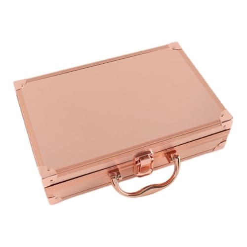 Teruyol Aluminum Alloy Tool Box, Make Up Tool Organizer Ear Pick Tool Box,Metal,Briefcase Container Cosmetic Case for Outdoor, Rose Gold