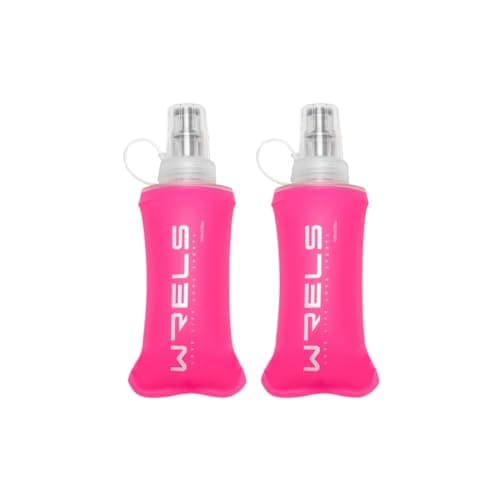 WRELS Folding Soft Flask Portable Collapsible Running Lightweight Water Bottle for Outdoor Sports,Travel with Mouthpeice Cover(150ml-2 Packs)
