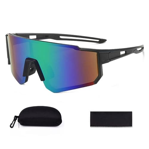 JXCTNNU Polarized Cycling Sunglasses Ski Goggles UV400 Protection Windproof Cycling Glasses Outdoor Sports Goggles Men Women with Case and Glasses Cloth for Bicycle Motorbike Hiking Ski (Black Green)