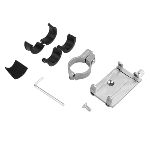 Agatige Bike Phone Holder for 50-100mm/2.0-3.9in Smartphones, Adjustable Motorbike Scooter Dirt Handlebar Phone Clip Bicycle Smartphone Mount Holder Stand for 31.8mm/25.4mm/22.2mm Handlebar (Silver) — view 6