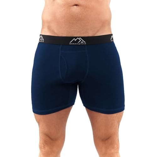 Merino.tech 100% Merino Wool Underwear Men - Mens Boxer Shorts 1-2 pack (Medium, 1 Pack - 190 Midnight Navy)