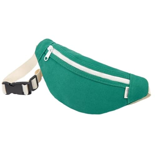 Kids Bumbag, Canvas Fanny Pack for Kids Crossbody Waist Bag for Unisex Toddler Boys Girls (Green)