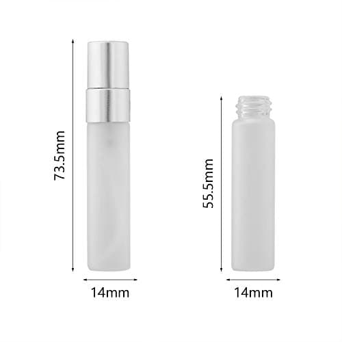 Enslz 10pcs Fine Mist 5ml Atomizer Clear Frosted Glass Bottle Vial Spray Refillable Liquid Fragrance Perfume Empty Scent Bottle for Travel Makeup Party (Silver) — view 2