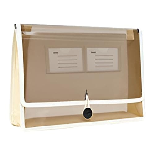 Document Folder, A4 Waterproof Plastic File Folders, Document Wallet Files Folder, Stationery and Office Supplies, Large Capacity File Organizer for School Home Office (Beige)