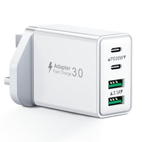 USB C Plug Fast Charge, 40W Multi USB Plug Fast Charger UK Charging Plug for iPhone 16 15 14 13 12 11 Pro Max Plus X XS XR, Samsung, Multiport USB Wall Plug Dual USBC Power Adapter Type C Charger Head