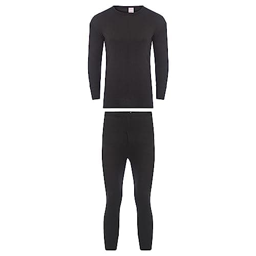 Heatwave® Men's Extreme Thermal Underwear Set, Long Sleeve Top & Long Johns, Winter Outdoor Ski Wear Thermals, XX Large Black