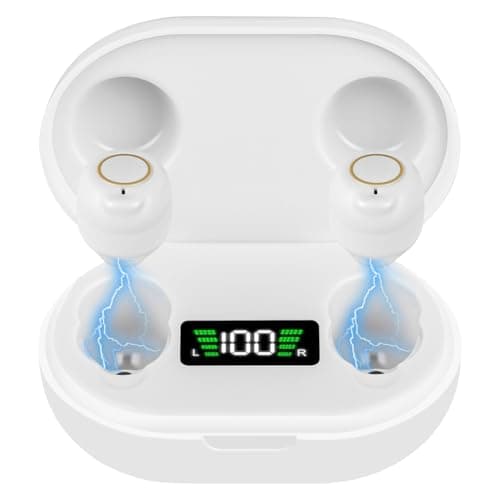 Aolso Mini Digital Sound Aid Voice Enhancer, Rechargeable Sound Headphones for Seniors, Noise Cancelling, Digital in-Ear Audio Headphones Device with Charging Case-White