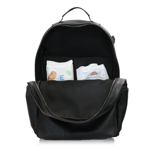 My Babiie Backpack Pro Changing Bag - 2 Insulated Bottle Holders, Portable Changing Mat, Stroller Clips, Baby Travel Bag, Nappy Back Pack, Vegan Leather - Black & Gunmetal — view 4
