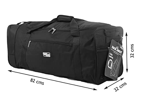 32 Inch Large Folding Wheeled Travel Sports Cargo Holdall Duffle Bag (Black) — view 3