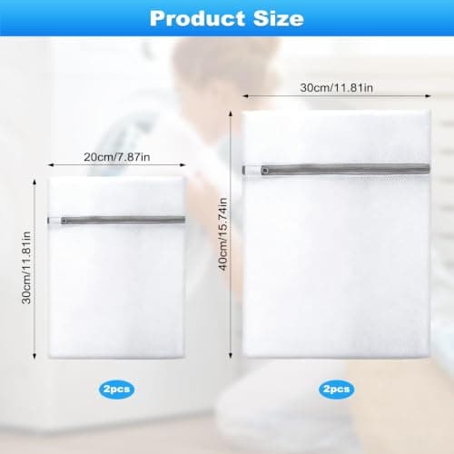 4 Pack Mesh Laundry Bags, Delicates Wash Pouches, Zipped Lingerie Care Set — view 2