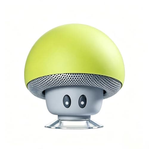 Longben Mini Mushroom Portable Bluetooth Speaker V5.0 Wireless Audio Device with Suction Cup & Built-in Microphone, Compatible with Smartphones, Laptops for Home & Outdoor Use-Yellow