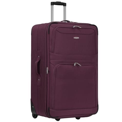 ARIANA Suitcase Medium Lightweight Luggage Trolley Expandable Suitcase 2 Wheel Travel Bag - 70x46x26cm (Burgundy, 26" Medium)