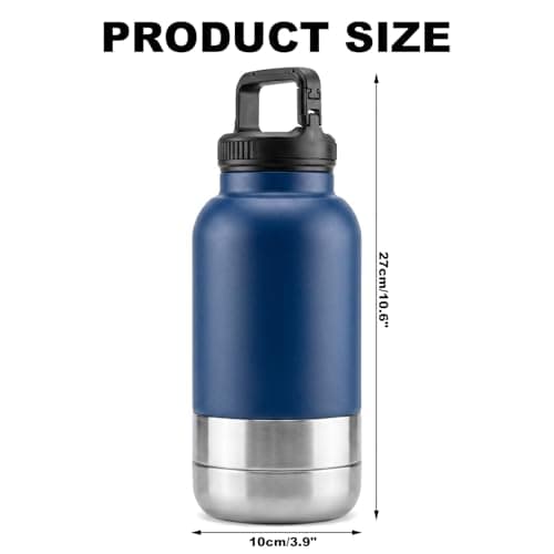 Portable Dog Water Bottle for Walking, Stainless Steel Insulated Dog Travel Water Bottle with Foldable Silicone Bowl, Leak Proof Pet Drinking Cup for Small Dogs Hiking and Travel — view 2