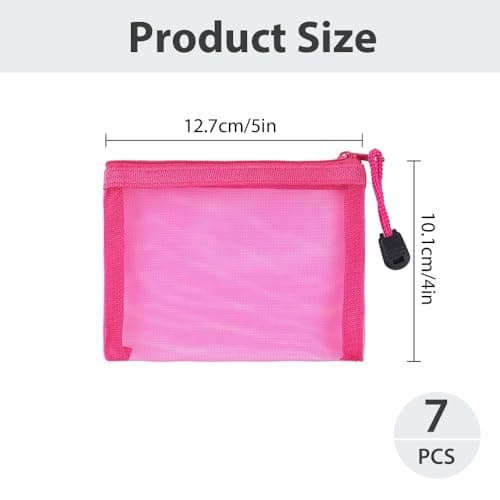 7PCS Small Zip Pouch Set, Portable Mini Cosmetic Bag & Travel Toiletry Pouch, Multicolor Canvas Coin Purse & Accessory Organizer for Handbag, Daily Toiletry Bags for Women & Girls (7) — view 2