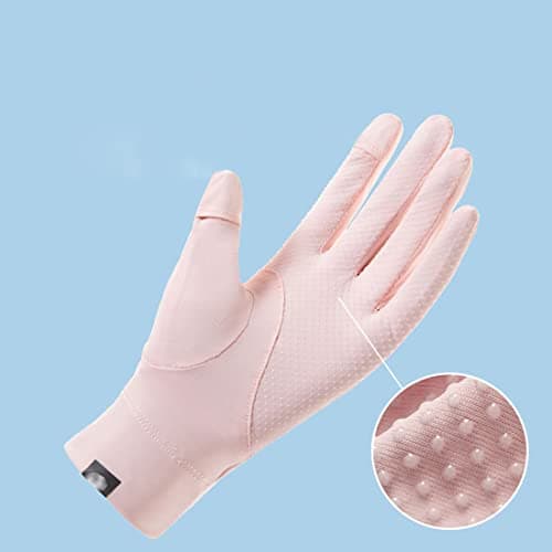 Antcher Women's UV Sun Protection Silk Sunblock Fingerless Gloves - Full Finger Touchscreen Non Slip Hiking Cycling Golf Fishing Gloves (Pink) — view 3