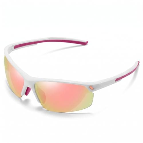 Zcbzbn Polarized Cycling Glasses,Running Fishing Driving Hiking Ski Bike Glasses, Sports Sunglasses Outdoor for Men Women Youth,Safety Goggles UV400 Protection (Pink)
