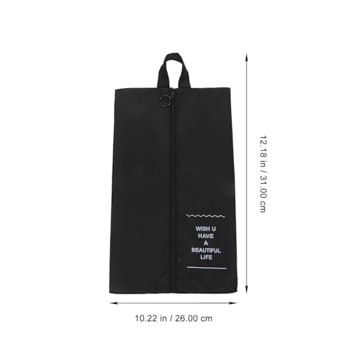 Hoement 2pcs Waterproof Shoe Bags with Zipper for Family Travel and Mountaineering, Simple and Practical Polyester Shoe Pouches in Black for Men and Women — view 2