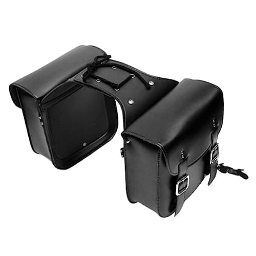Ronyme Motorcycle Saddlebags, Tool Bag Panniers Universal Large Capacity PU Leather Side Saddle Bags Motorcycle Luggage Bag Quick Access, Black