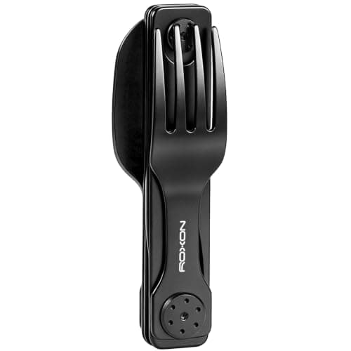 ROXON 3-in-1 Knife Spoons Fork Camping Utensils Set with Case Black — view 5