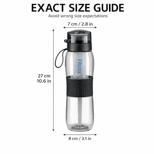 Filtero Filtered Water Bottle 740ml with NSF Certified Filter – BPA-Free, Leakproof, Reduces Chlorine, Odour, VOCs & Microplastics – Gym, Travel, Hiking & Camping – Bottle + Filter — view 6