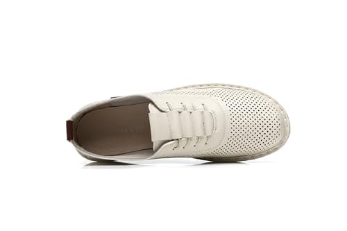 IVACHY Women's Comfort Walking Trainers, Breathable Perforated, Flat Platform Casual Work Shoes Beige — view 5