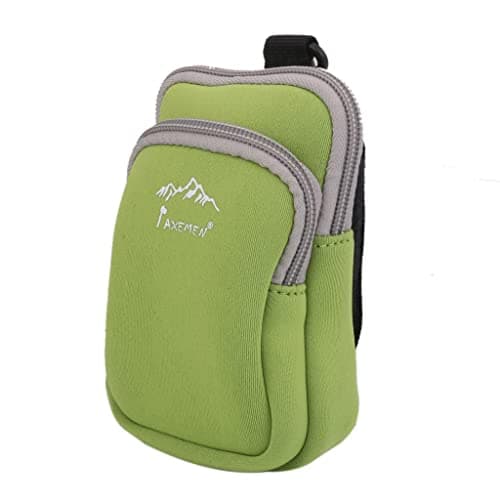 Neoprene Dual Zip Pocket Pouch Phone Bag Case for Hiking Climbing S Green — view 5
