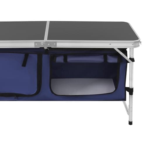 Eieblek Folding Table Camping, Camping Kitchen Table with Storage, Folding Outdoor Cooking Table, 3 Adjustable Height(54-70cm), for BBQ Party Picnic RV Travel — view 5