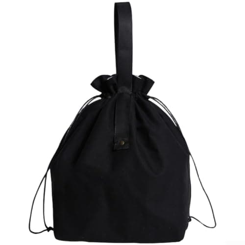 Fauhapyway Insulated Lunch Bag Canvas Thermal Tote 21x30cm(Black)