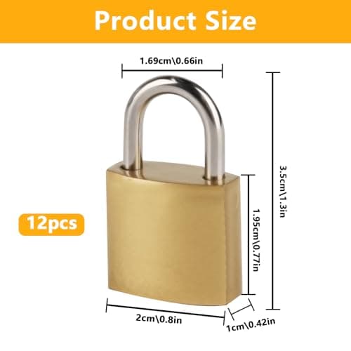 12Pack 20mm Copper-Plated Steel Padlocks-Heavy Duty Small Locks for Lockers — view 2