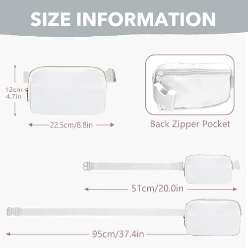 Uwiyo Bumbags for Ladies Belt Bag for Women Men Small Crossbody Bags for Women Fashion Fanny Pack Waist Bag with Adjustable Strap for Travel Outdoors Running Hiking (White) — view 4