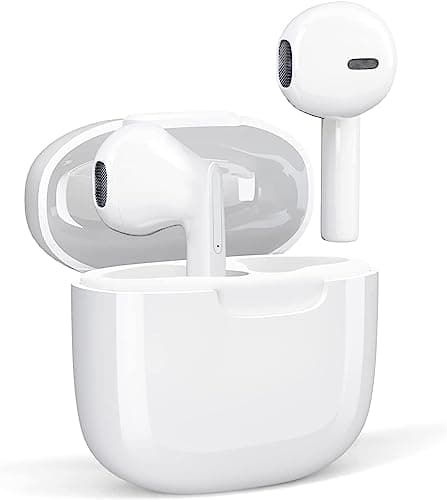 MELARQT Wireless Earbuds, Wireless Headphones Bluetooth 5.0 Headphones 3D HiFi Stereo Headphones Noise Cancellation in-Ear Built-in Mic with Charging Case, IPX7 Waterproof for Work, Travel (White)