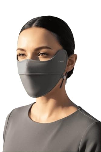 ANNIOU UPF 100 Sun Protection Face Mask – Lightweight Cooling UV Face Cover for Men & Women, Breathable Antibacterial Fabric, Adjustable Ear Loops for Outdoor Cycling, Running & Travel (Gray)