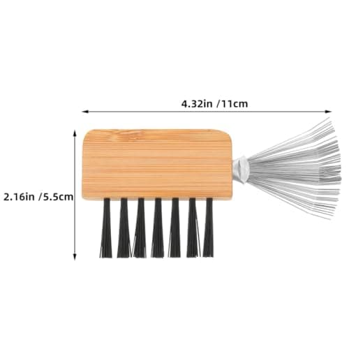 2pcs Hairbrush Cleaning Comb for Home and Travel, Beige Metal Wood — view 2