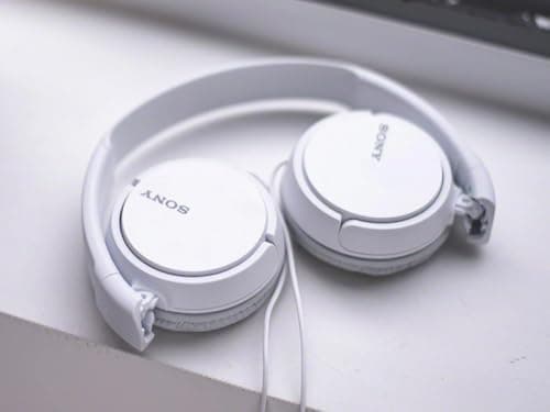 Sony MDR-ZX110 Wired Overhead Headphones, Neodymium Dynamic Drivers, Swivel Fold Design - White — view 3