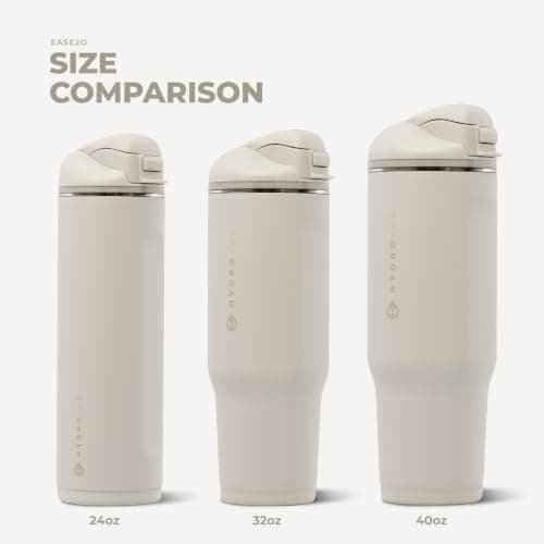 HydroJug Ease2o Water Bottle with Straw & Chug Lid, Stainless Steel, Vented Cap to Help Reduce Pressure, Water-Level Window, Cup Holder Friendly, Non-Slip Base – 40oz, Linen — view 6
