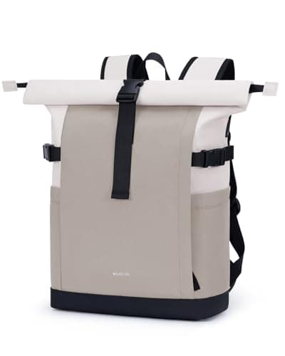 ECOHUB Women's Laptop Backpack, Rolltop Fashion Color Block Rucksack